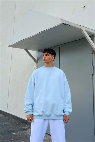 Basic Bebek Mavisi Oversize Sweatshirt