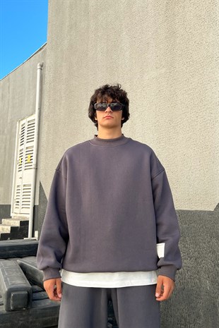 Basic Kahverengi Oversize Sweatshirt