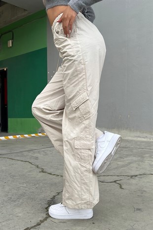 Cargo Pocket Taş Rengi Baggy Pantolon