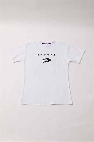 Sasuke Sırt Baskılı Beyaz Oversize Tshirt